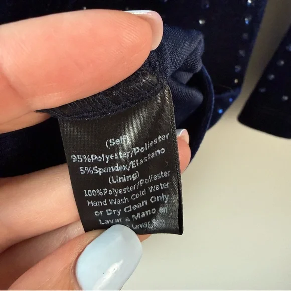 Windsor Katrina Long Sleeve Rhinestone Velvet Dress Midnight Blue XS - Picture 6 of 10